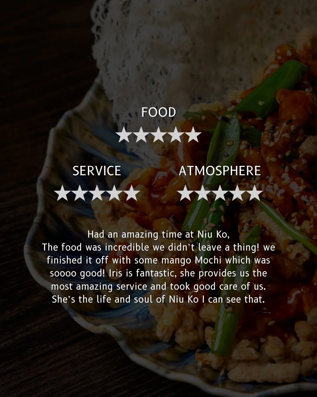 Some kind words from our recent guests at Niu Ko! ✨🥢

#niuko #review #londonfood #halal #panasian