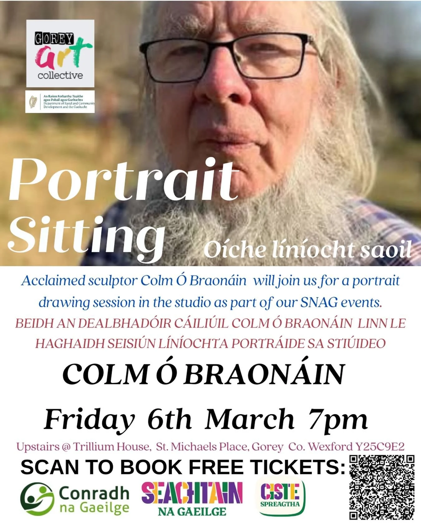 Le haghaidh an ch&eacute;ad imeacht eile inar sraith SnaG, beidh seisi&uacute;n l&iacute;n&iacute;ocht beo sa sti&uacute;ideo agus beidh an dealbh&oacute;ir Colm &Oacute; Braon&aacute;in ag suigh d&uacute;inn! As part of our Seachtain na Gaeilge seri