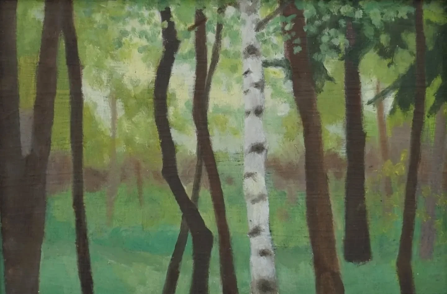 Silver Birch. Oil on board.

There was something about this group of trees on a walk near Pitlochry that made me think about a group(s) of people standing together chatting - like  at social do! I liked how the birch kind of stood out  for being diff