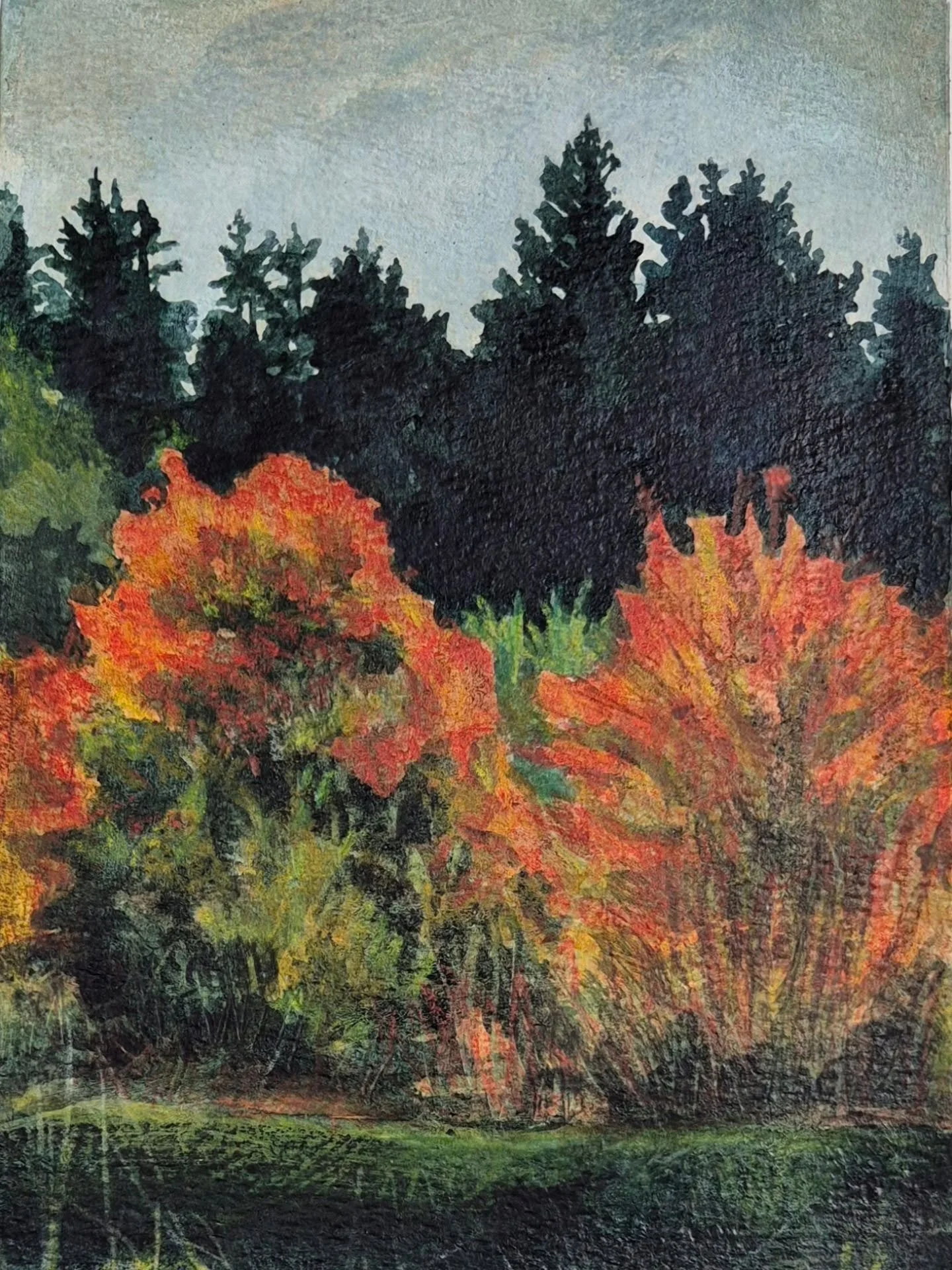 Beecraigs Autumn Study II. Watercolour, ink, oil-based pencil.
This is one of my 10 contributions to the Postcards at the Line exhibition. 
Postcards at the Line Gallery is on until the 23rd November - over 350 works with prices up to &pound;100. All