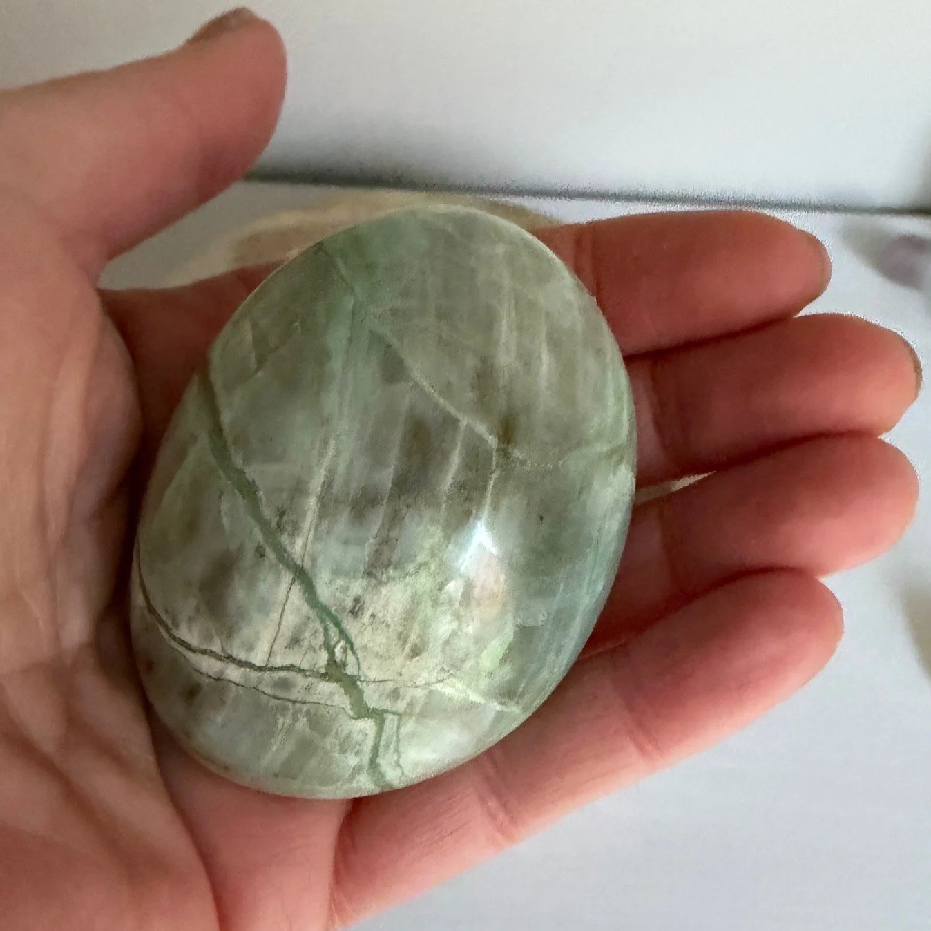 Green Moonstone Palm Stone