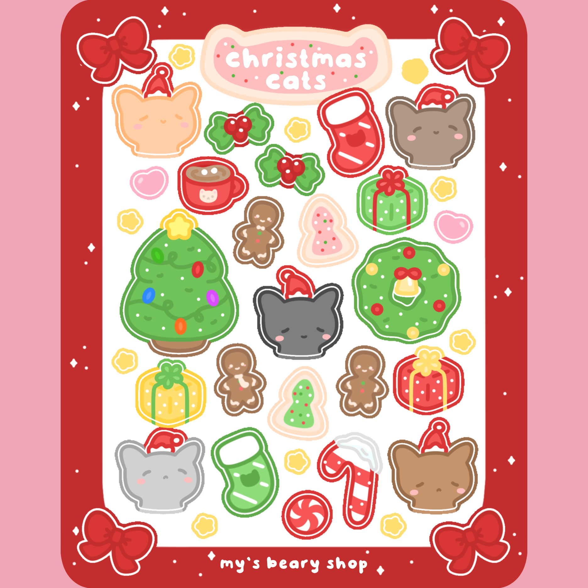 Christmas Cats Sticker Sheet
