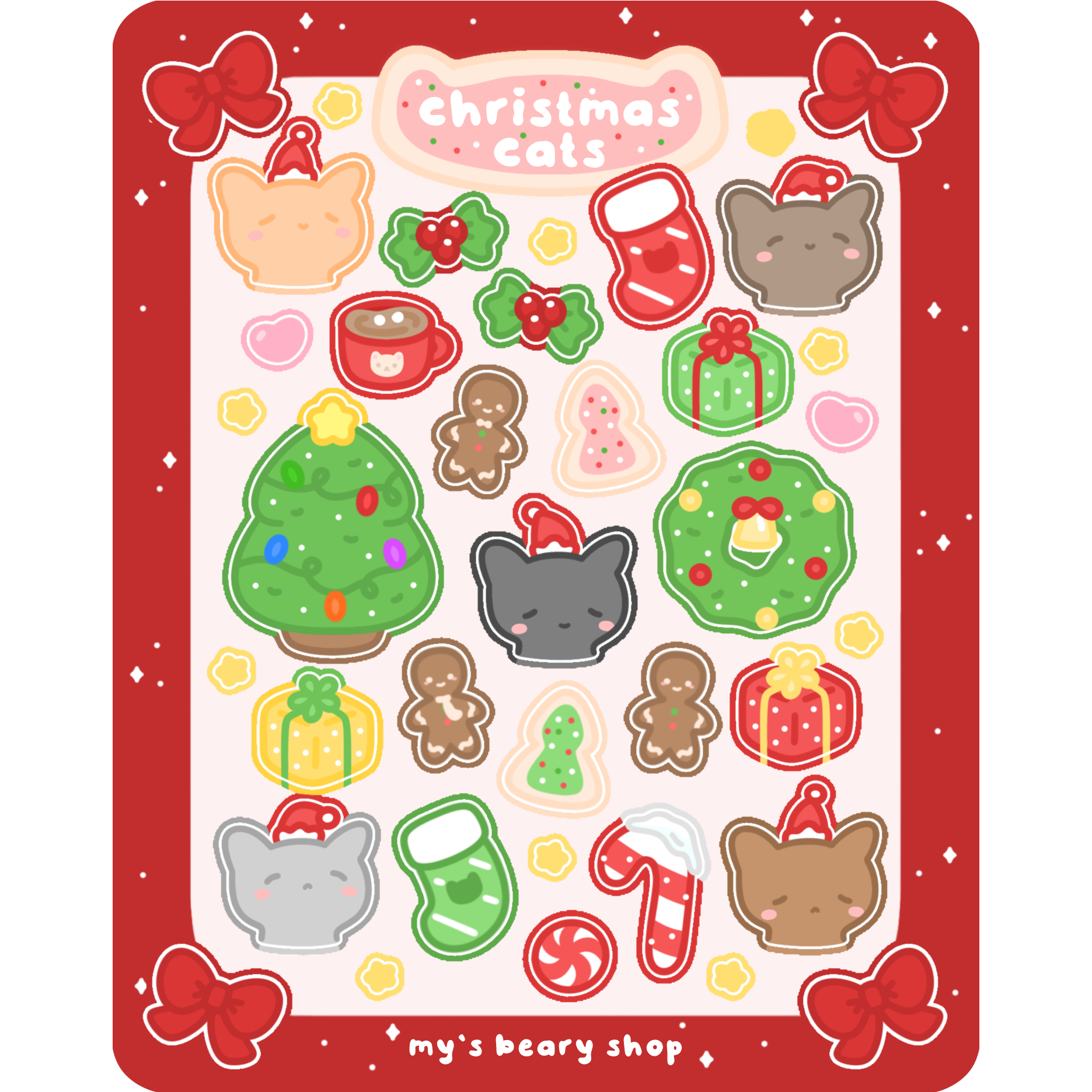 Christmas Cats Sticker Sheet