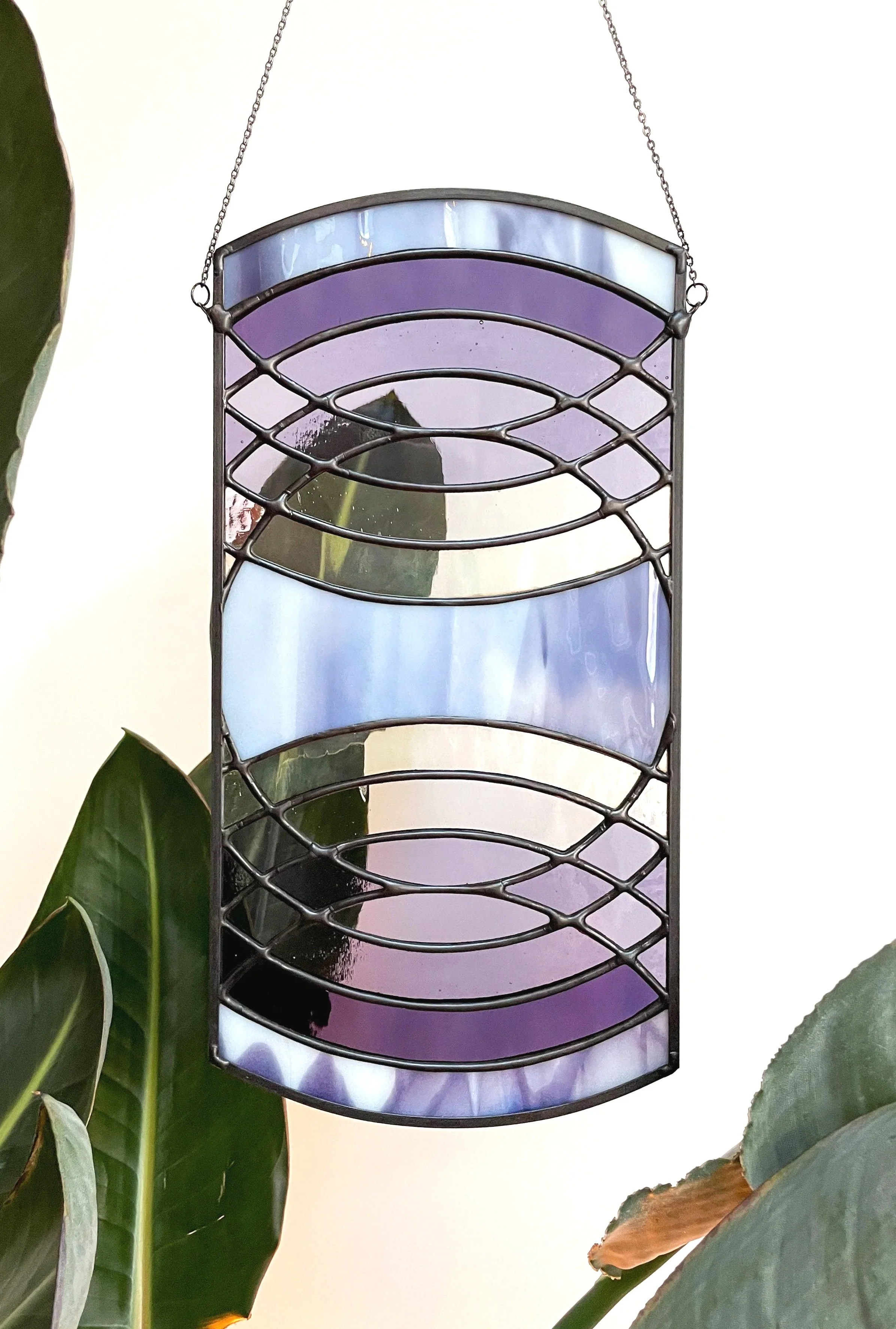 Paarse glas in lood groot