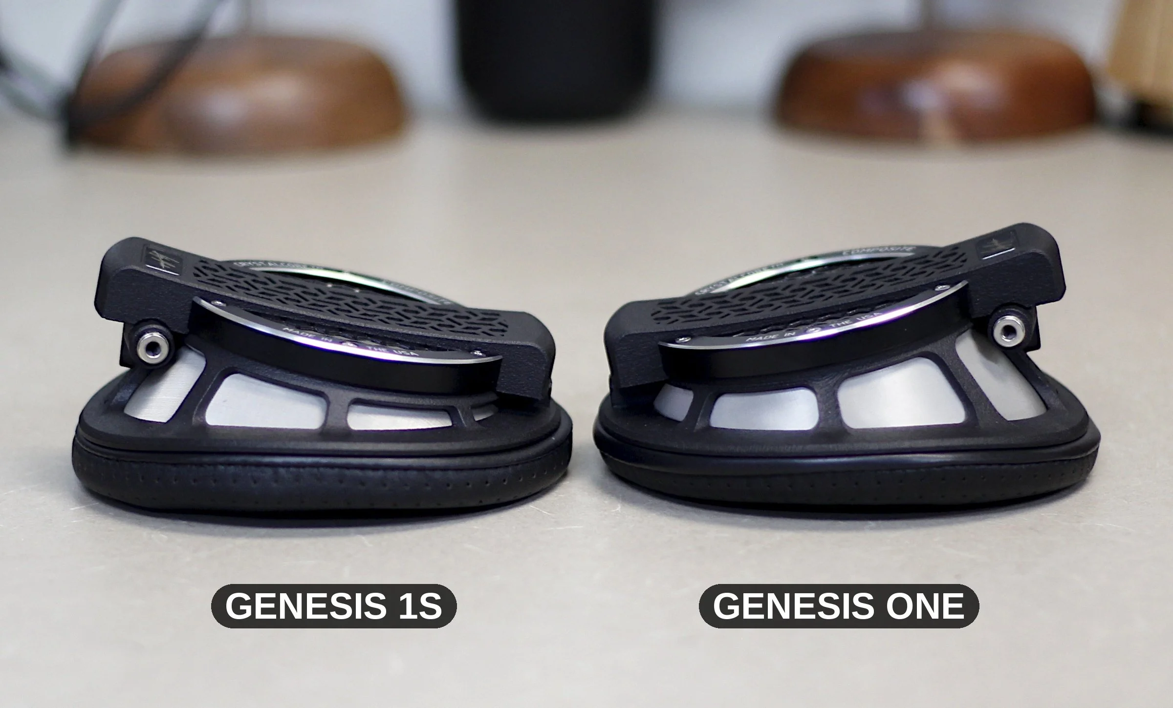 Genesis One S and Genesis One ear cups side by side, showing the shorter Genesis One S cup depth