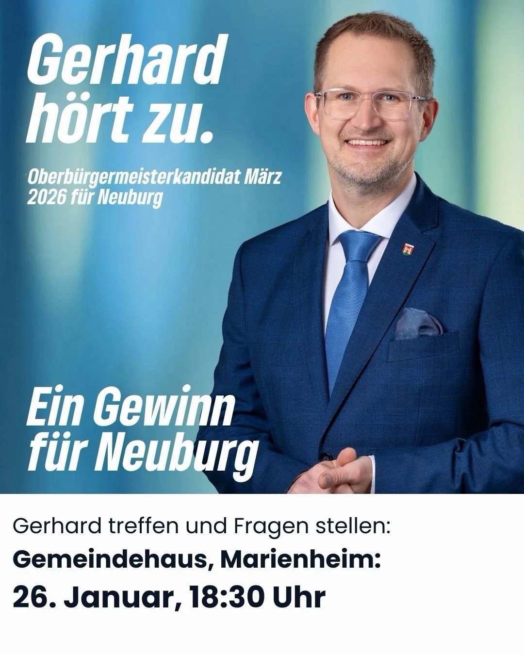 26 Ocak Pazartesi günü saat 18:30'da Marienheim'da: Gerhard kendini tanıtacak ve sizi dinleyecek - konuşmak yerine dinlemek sloganı. Marienheim, Bruck, Zell ve Rödenhof sakinlerini ne heyecanlandırıyor? B16, PFAS, havaalanı, otobüsler - daha fazla bilgi verin, hangi L&