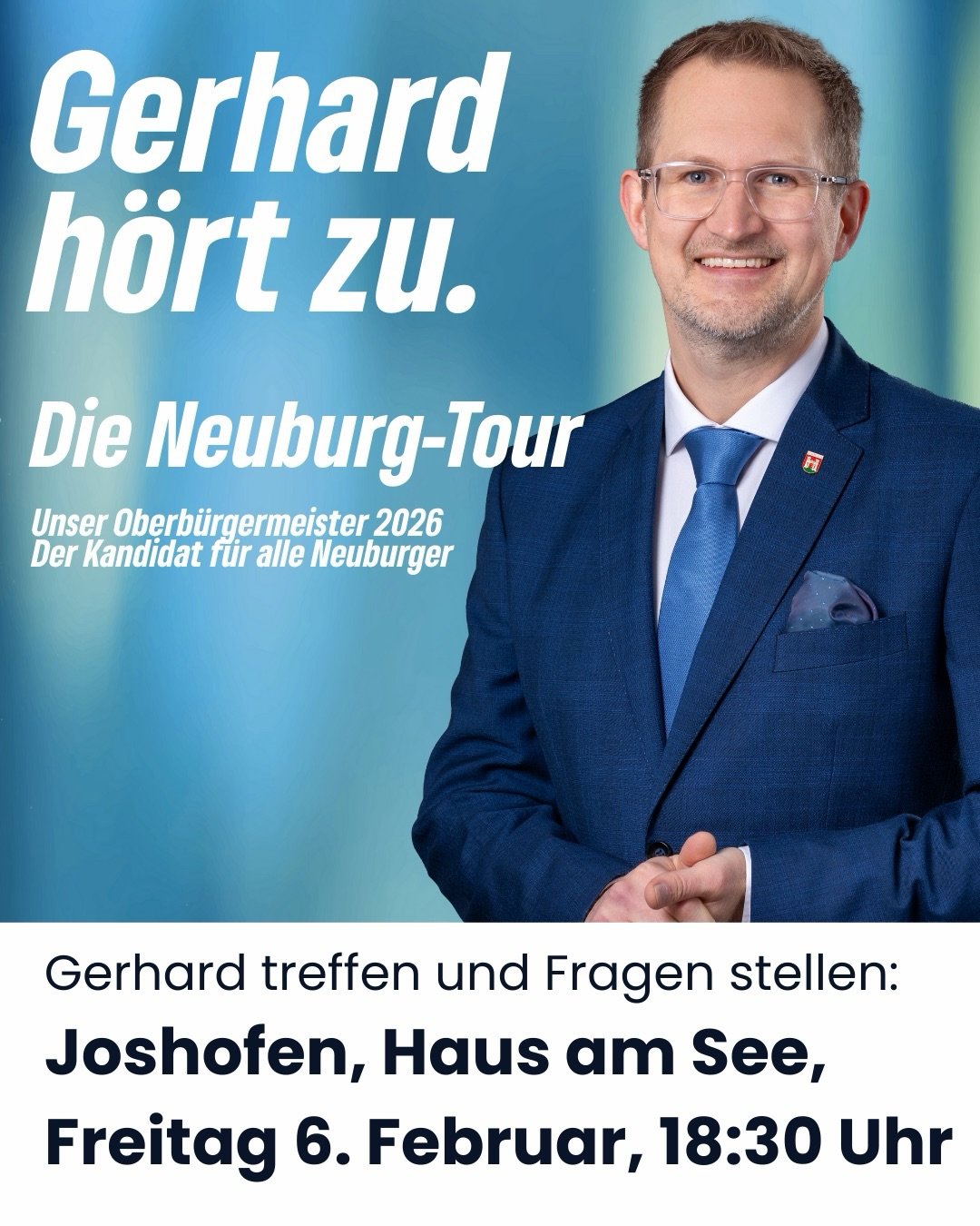 Heute Abend kommt die Neuburg-Tour nach Joshofen. Nach einem vollgepacktem Sch&uuml;tzenheim gestern freue ich mich darauf, den Joshofenern Rede und Antwort zu stehen. Wir sehen uns!