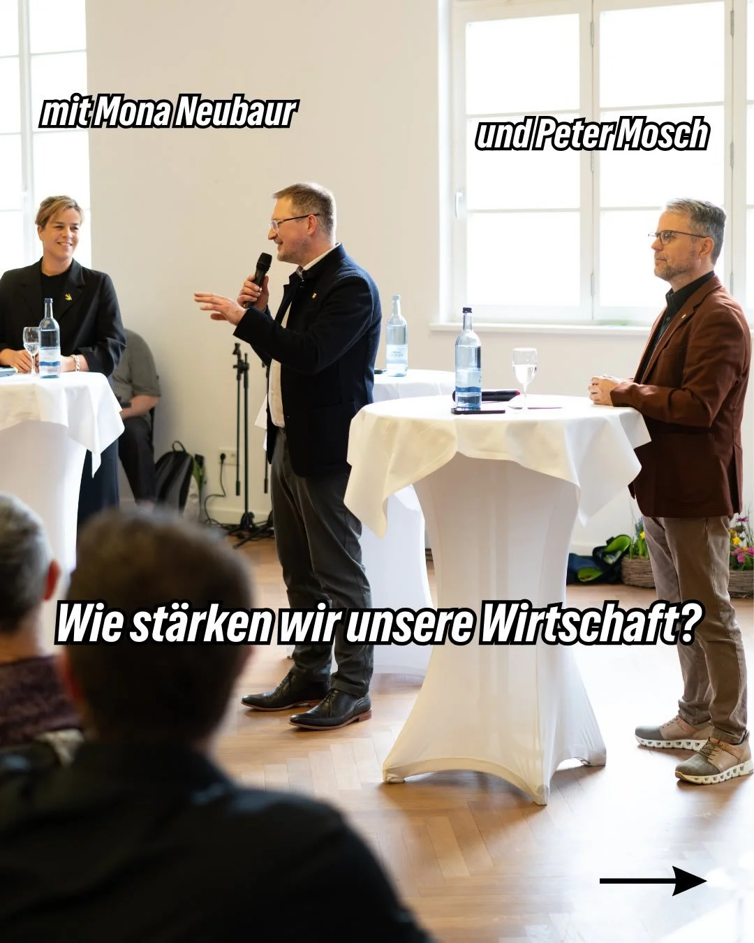 Volles Haus in der Rennbahn.
&Uuml;ber 80 Neuburgerinnen und Neuburger haben mit uns dar&uuml;ber diskutiert, wie unsere Region wirtschaftlich stark bleibt.

Mit Mona Neubaur, stellvertretende Ministerpr&auml;sidentin von NRW, und Peter Mosch, langj&