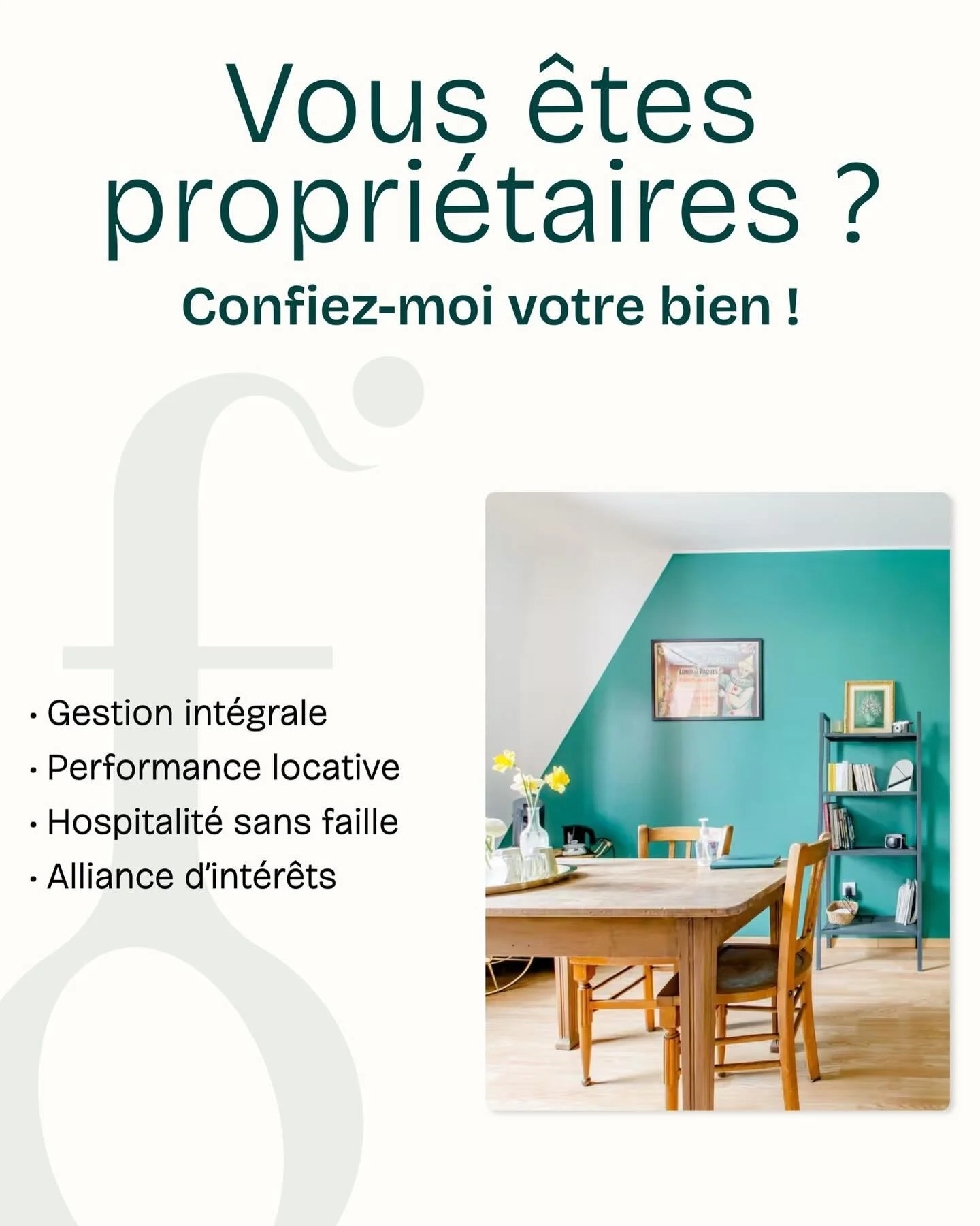 L&rsquo;excellence locative au service de votre patrimoine !
1. Gestion Int&eacute;grale
Lib&eacute;rez-vous des contraintes : nous pilotons vos r&eacute;servations, vos &eacute;changes et l&rsquo;entretien de votre bien de A &agrave; Z.

☝️Le b&eacu