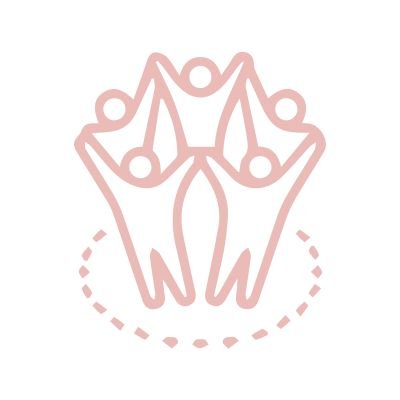 A  drawing of four coloured cogs with lines to indicate they're spinning