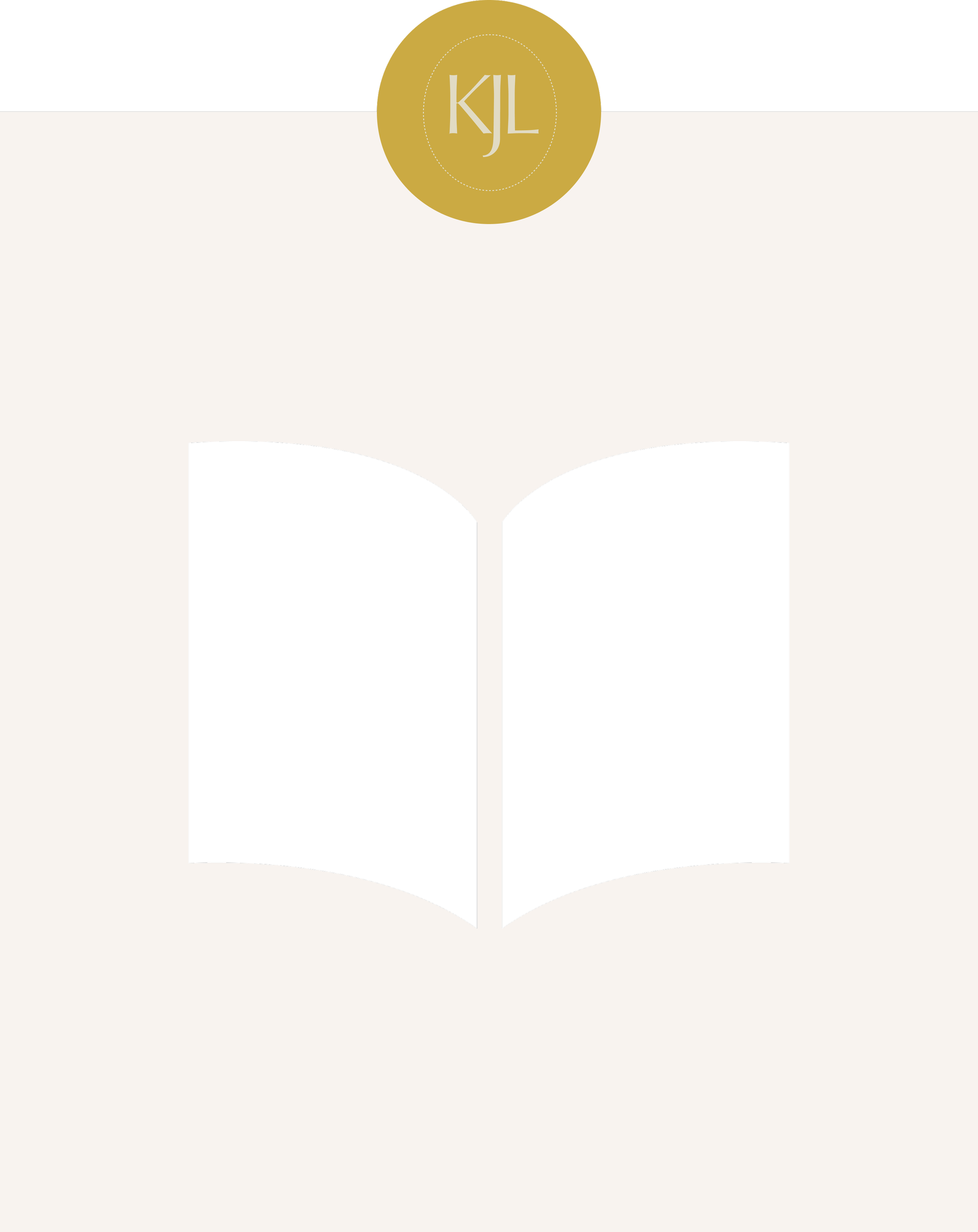 Black book icon on a beige background with a gold circle at the top center containing the initials 'KJL'.