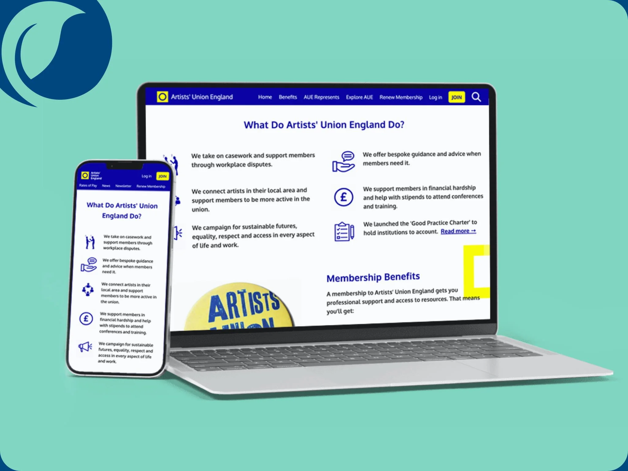 Artists' Union England website designed by Southside Creative