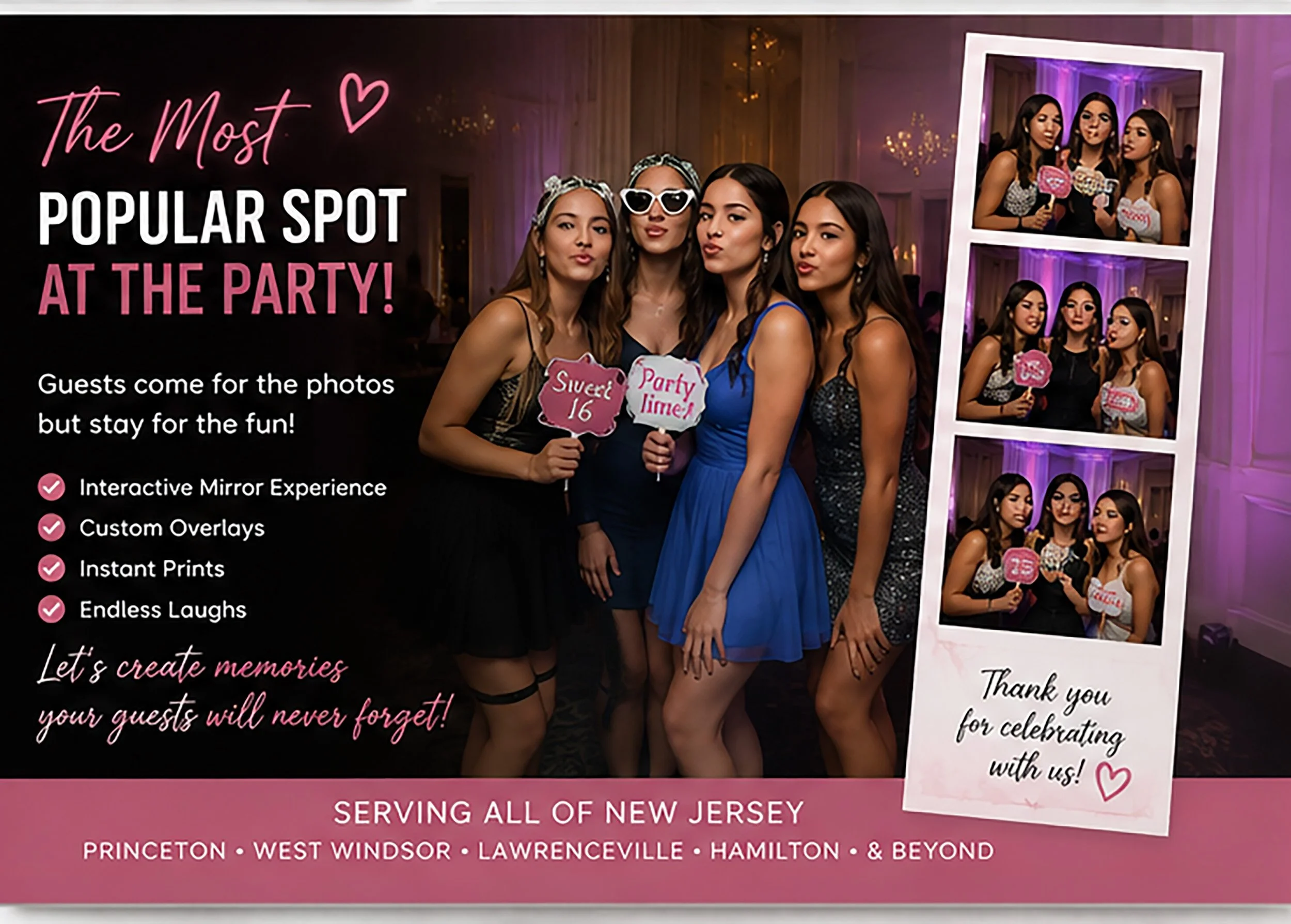 Luxury Mirror Photo Booth setup for a private event in Princeton NJ