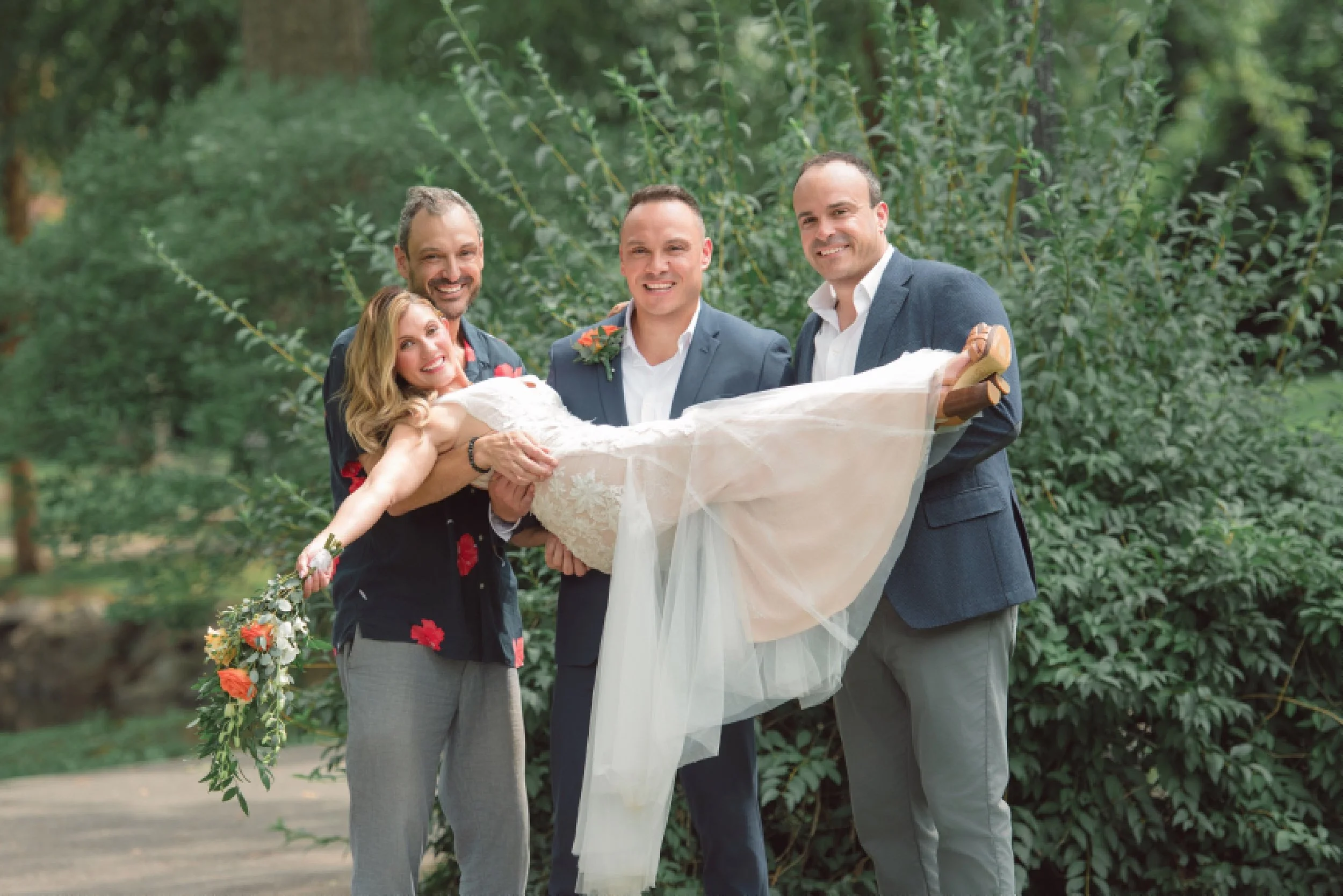 Small and romantic backyard wedding surrounded by family in New Jersey