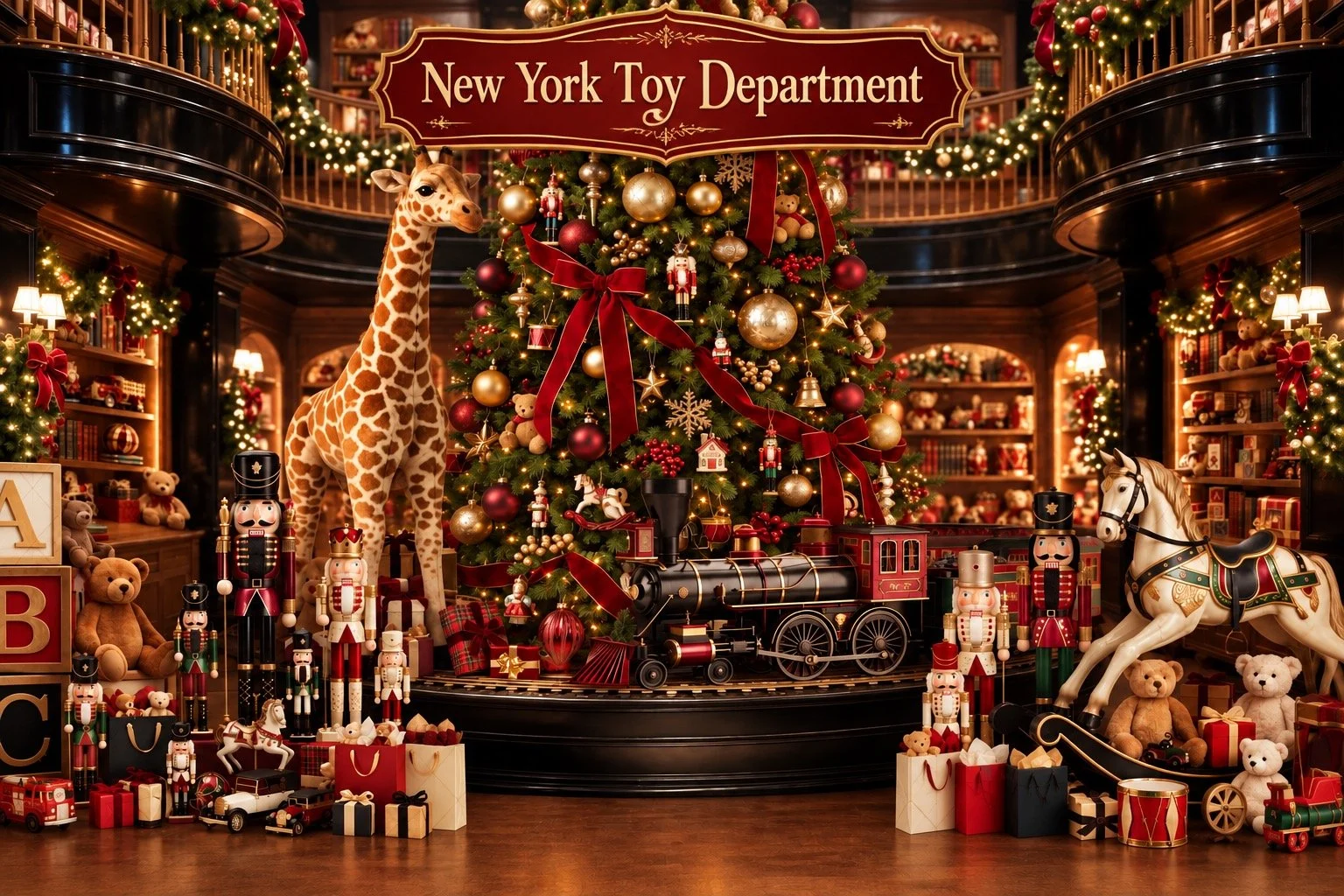 New York Toy Department Christmas backdrop for holiday photo sessions in West Windsor NJ