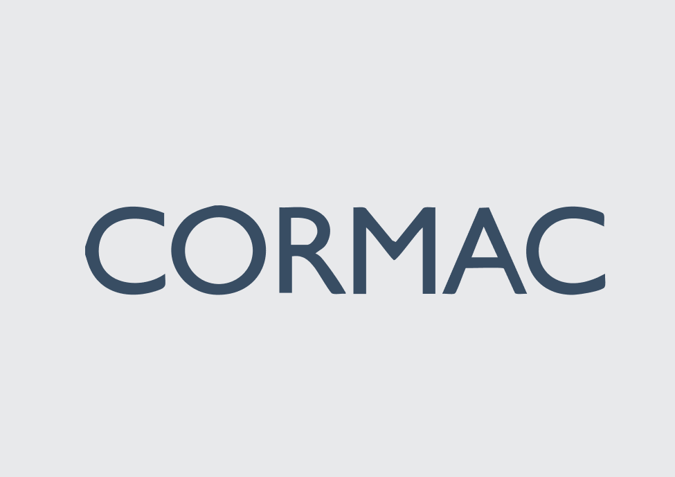 CORMAC logo in bold uppercase letters on a light gray background.