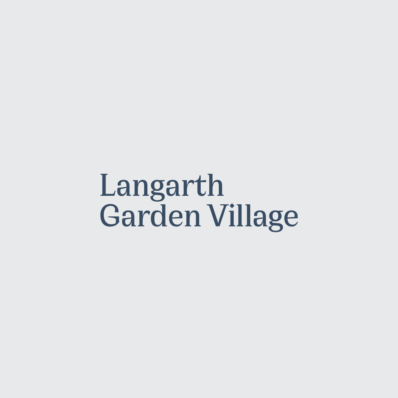 Text reading "Langarth Garden Village" on a light grey background.