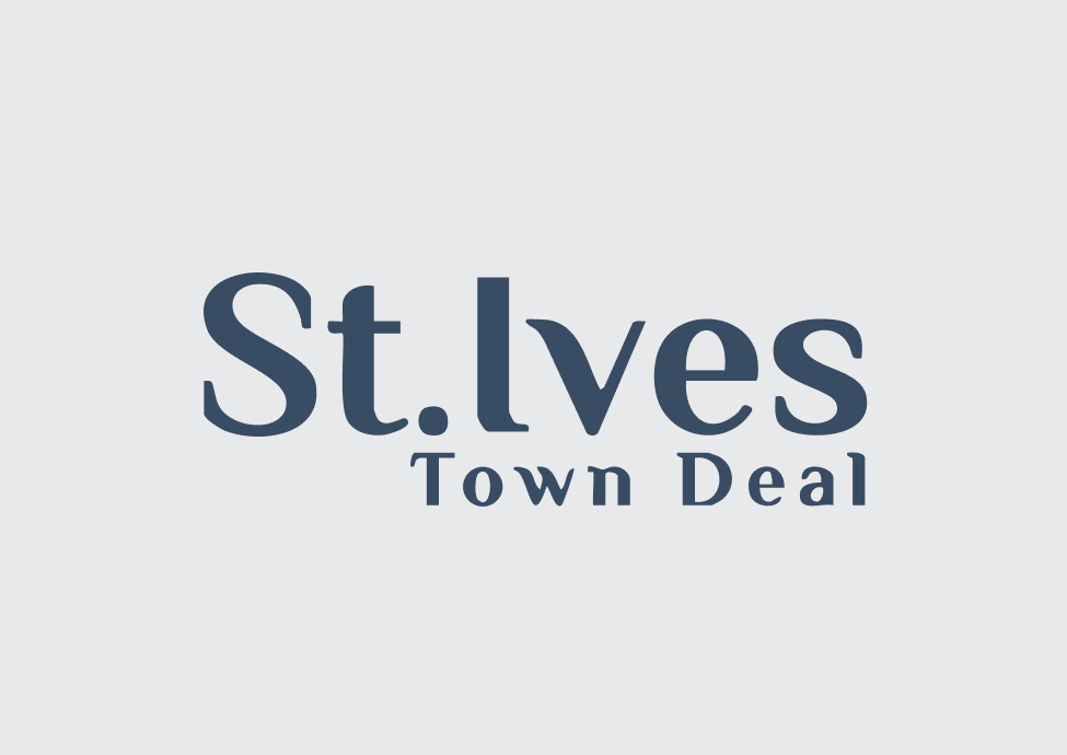 Logo for St. Ives Town Deal with stylized text on a light gray background.