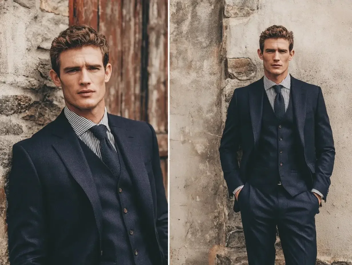 Men's navy 3 piece suits created in Houston