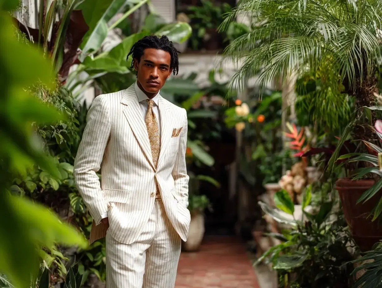 White pinstripe suits created in Houston