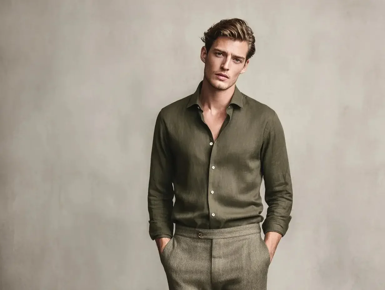 Olive green dress shirts created in Houston