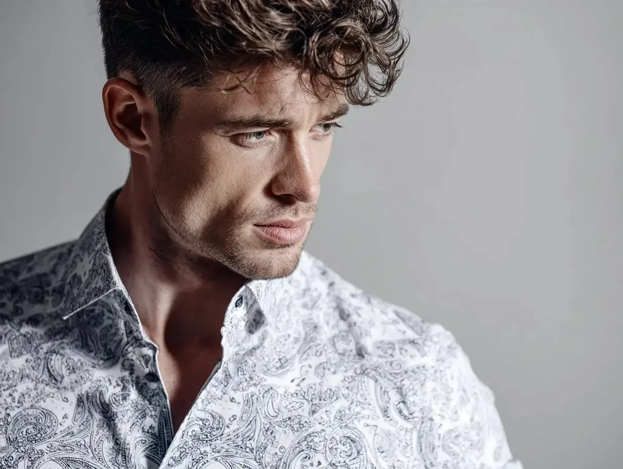 Men's white paisley dress shirts created in Houston