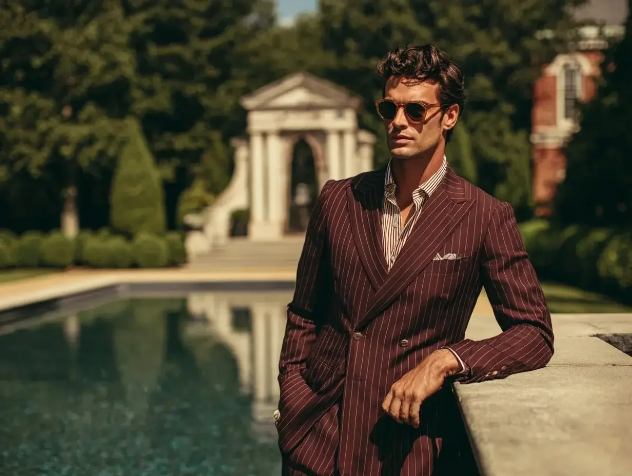 Burgundy pinstripe suits created in Houston
