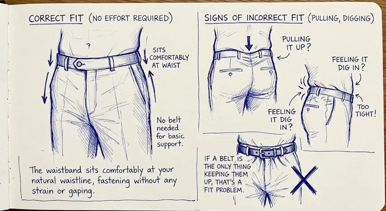 How the waistband should fit for dress pants
