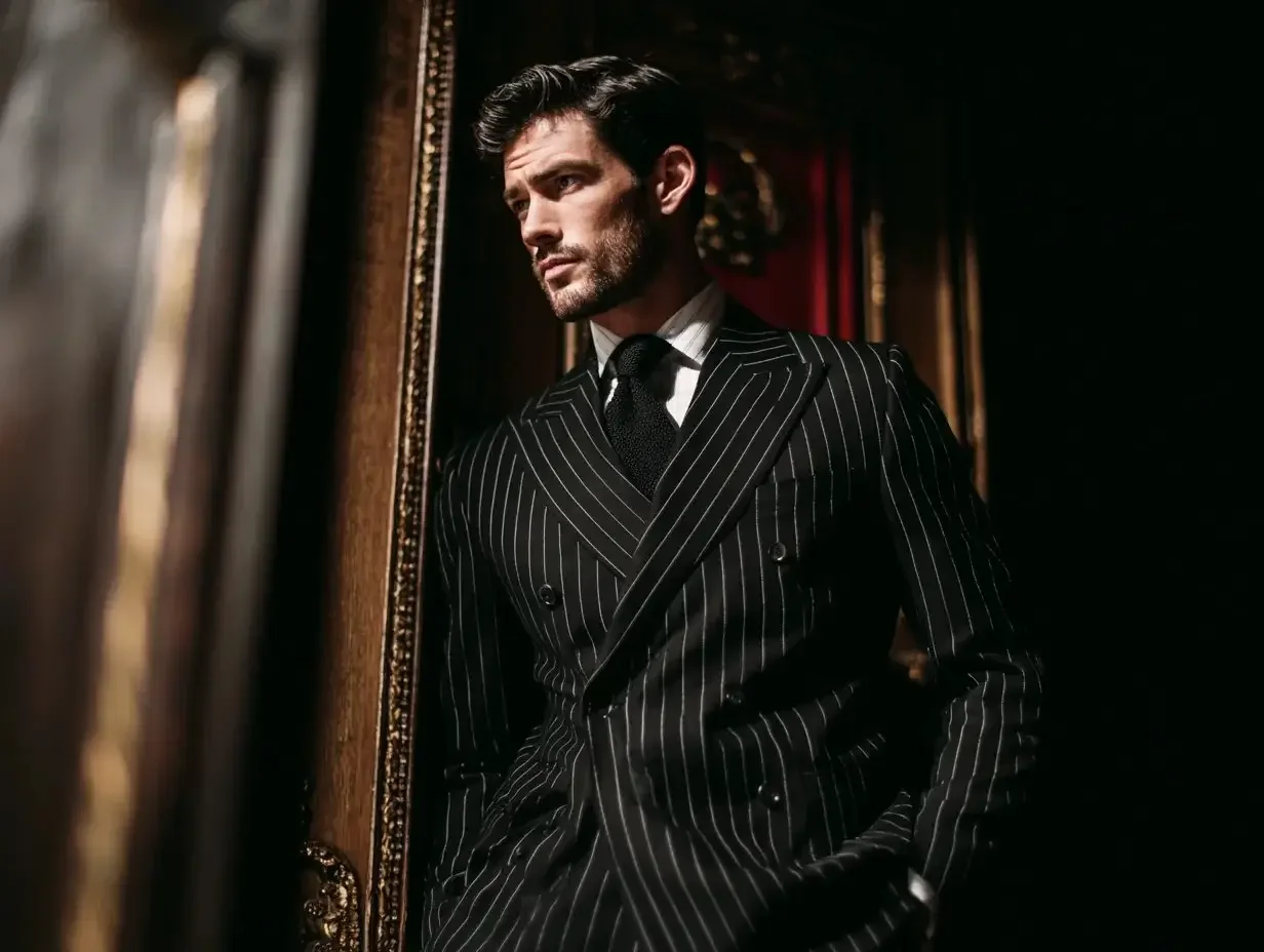 Black and double breasted pinstripe suits created in Houston