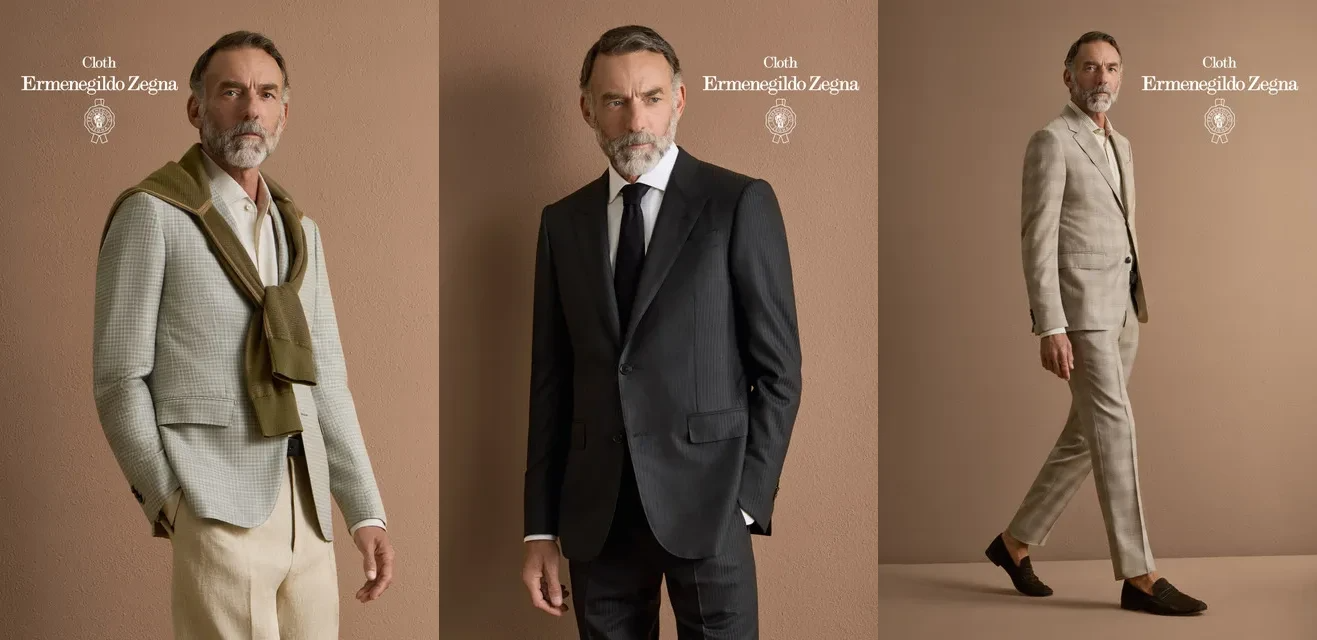 Houston tailor bespoke Zegna suits, from sport coat to charcoal pinstripe and tan glen check