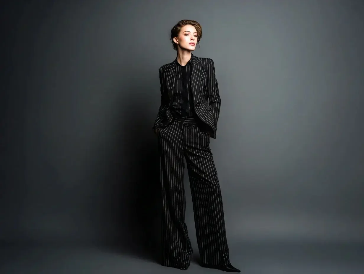 Women's pinstripe business suits created in Houston