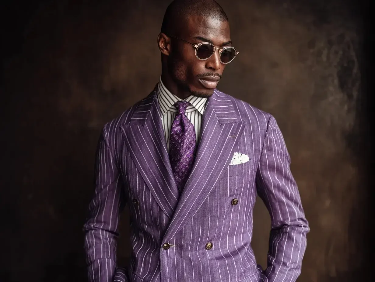 Purple pinstripe suits created in Houston
