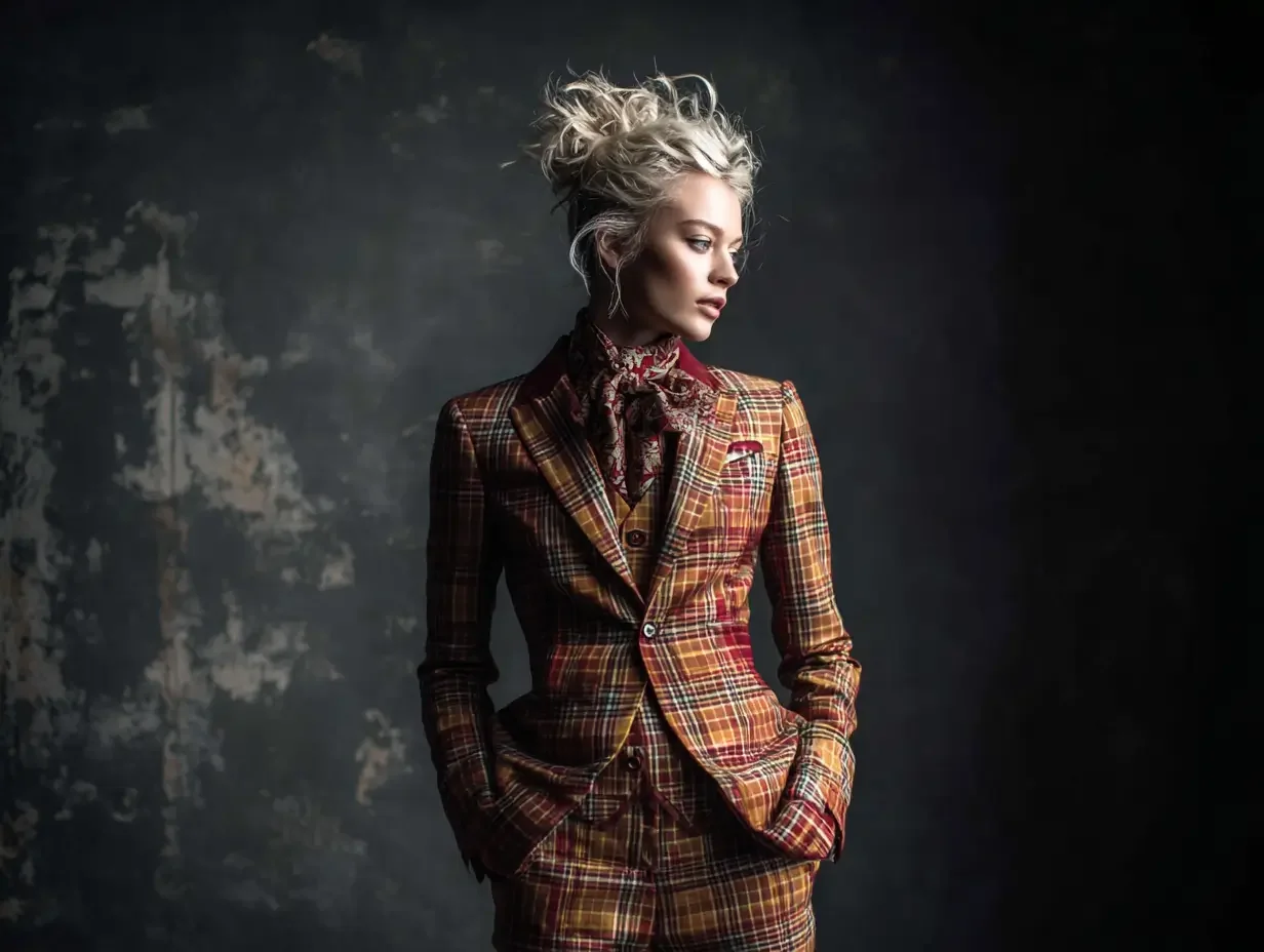Plaid women's suits created in Houston
