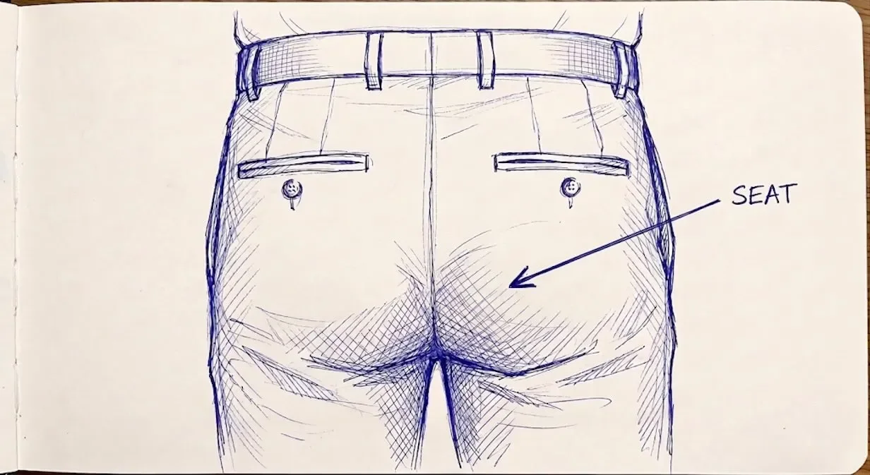 How the seat should fit on dress pants
