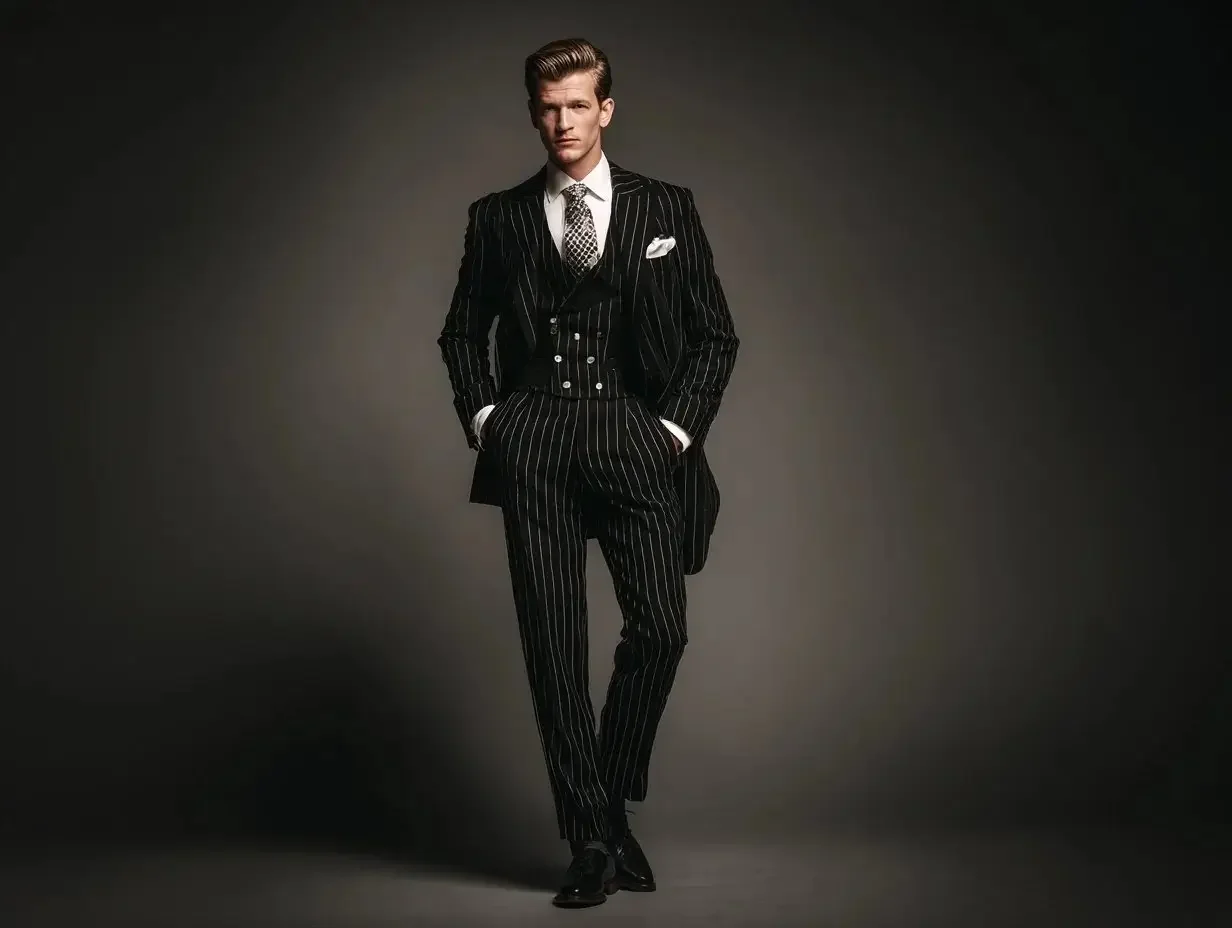 3 piece black pinstripe suits created in Houston