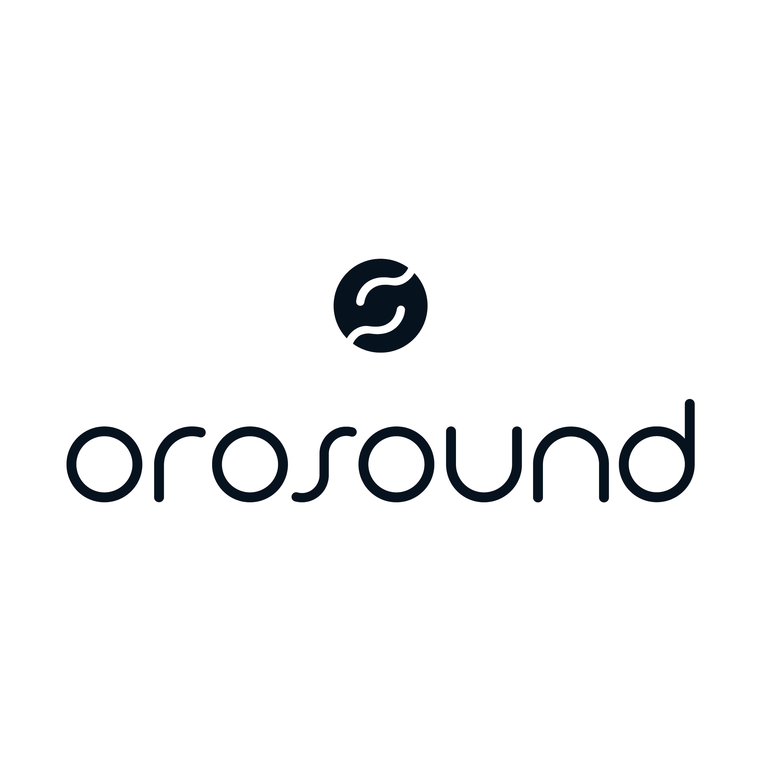 Logo d'osound avec un symbole circulaire stylisé et le texte 'orosound' en dessous.