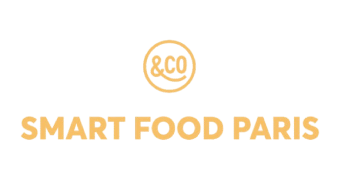 Logo avec un cercle contenant '.a.c' et le texte 'SMART FOOD PARIS' en dessous, sur fond noir.