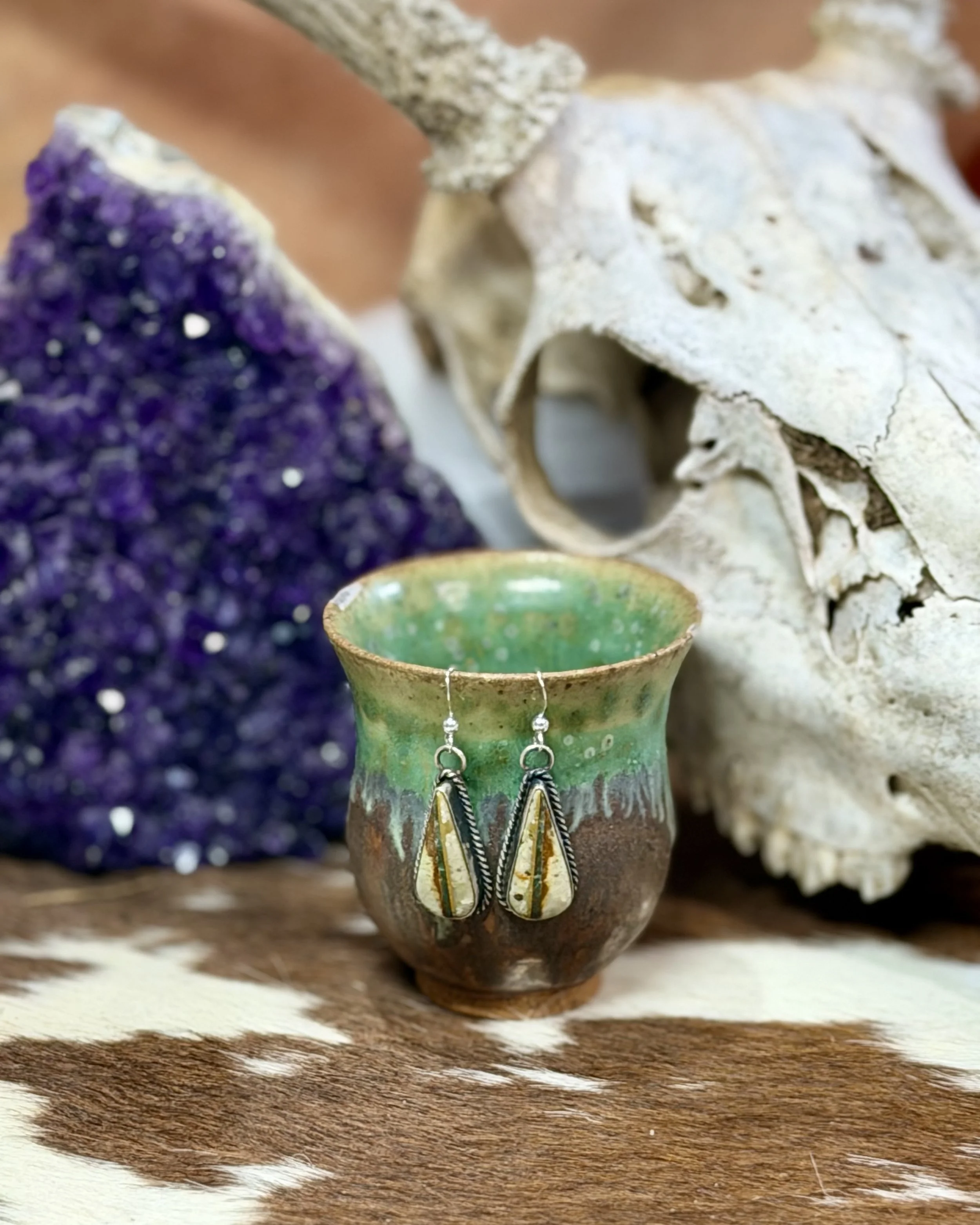 One of a kind Navajo turquoise earrings