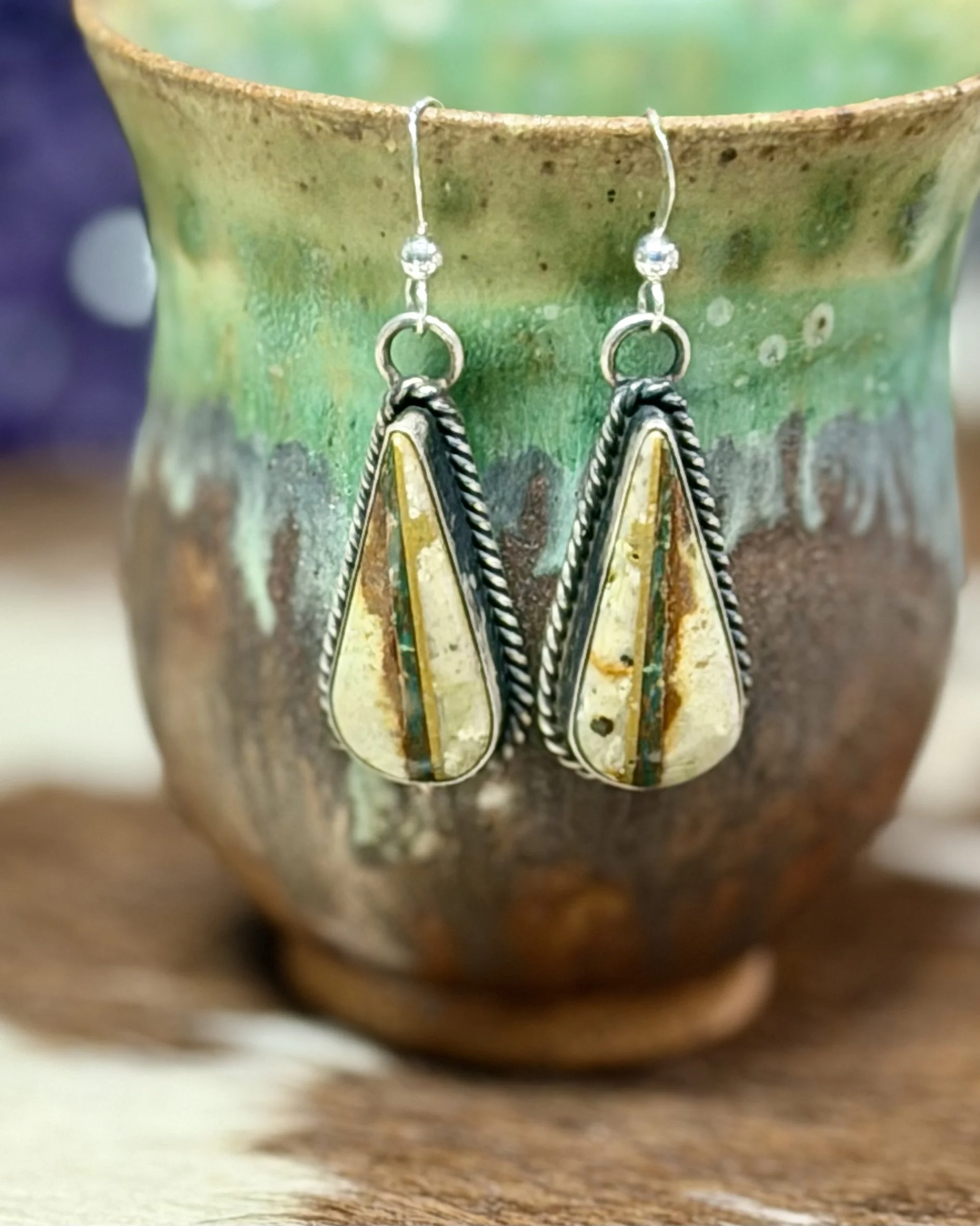 Chassity Belone Navajo Handmade Boulder Turquoise Drop Earrings | 925 Sterling Silver | Native American Artisan Jewelry