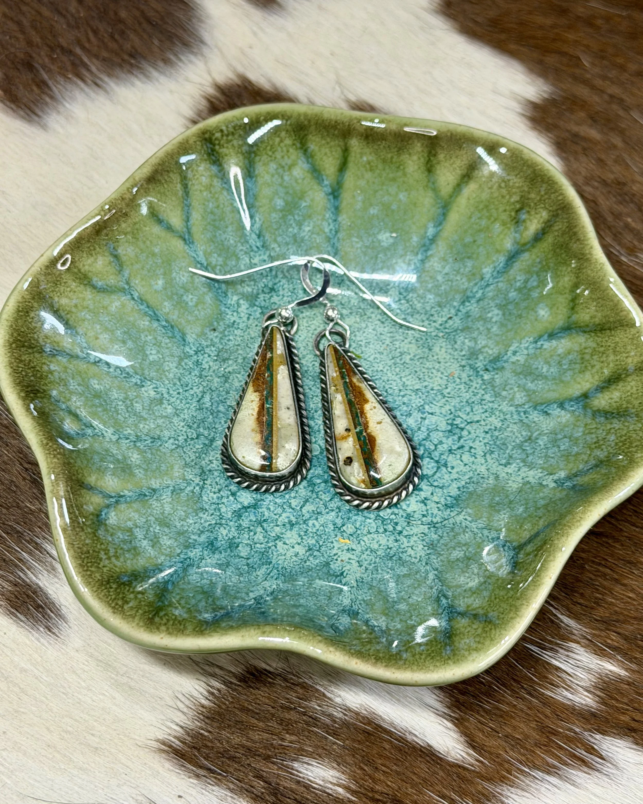 Navajo Boulder Turquoise sterling silver drop earrings