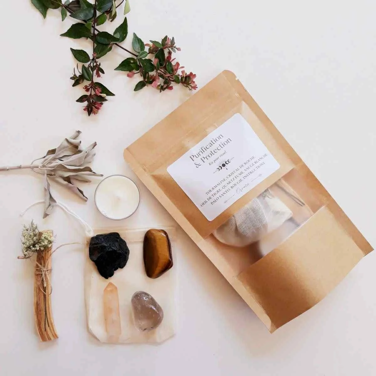 🍃 Kit Nettoyage énergetique - Palo Santo, Sauge blanche & Sel de l'himalaya