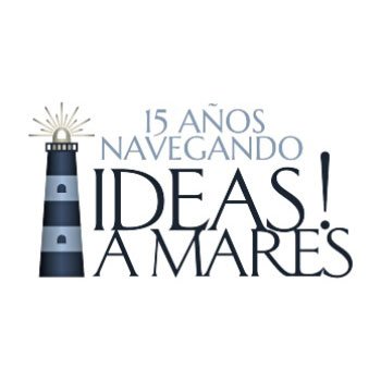 Logo con una casa de faros y el texto ''15 años navegando ideas a mares''