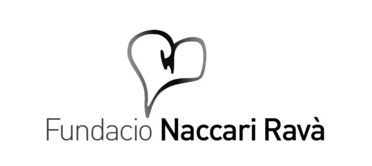 Logotipo de la Fundación Naccari Ravà con un corazón estilizado en blanco y negro.