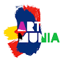 Logotipo de Fundación América Latina con letras coloridas y un diseño abstracto