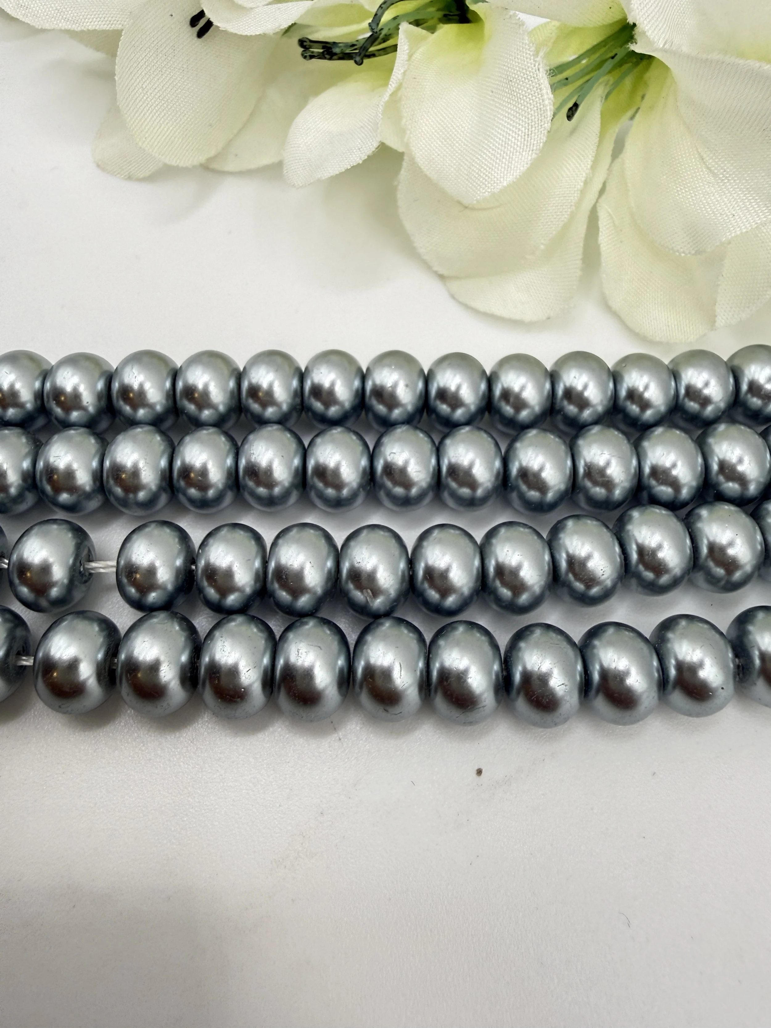 Light Blue Metallic Czech Glass Rondelle Beads – 5x8mm – 15 Inch Strand