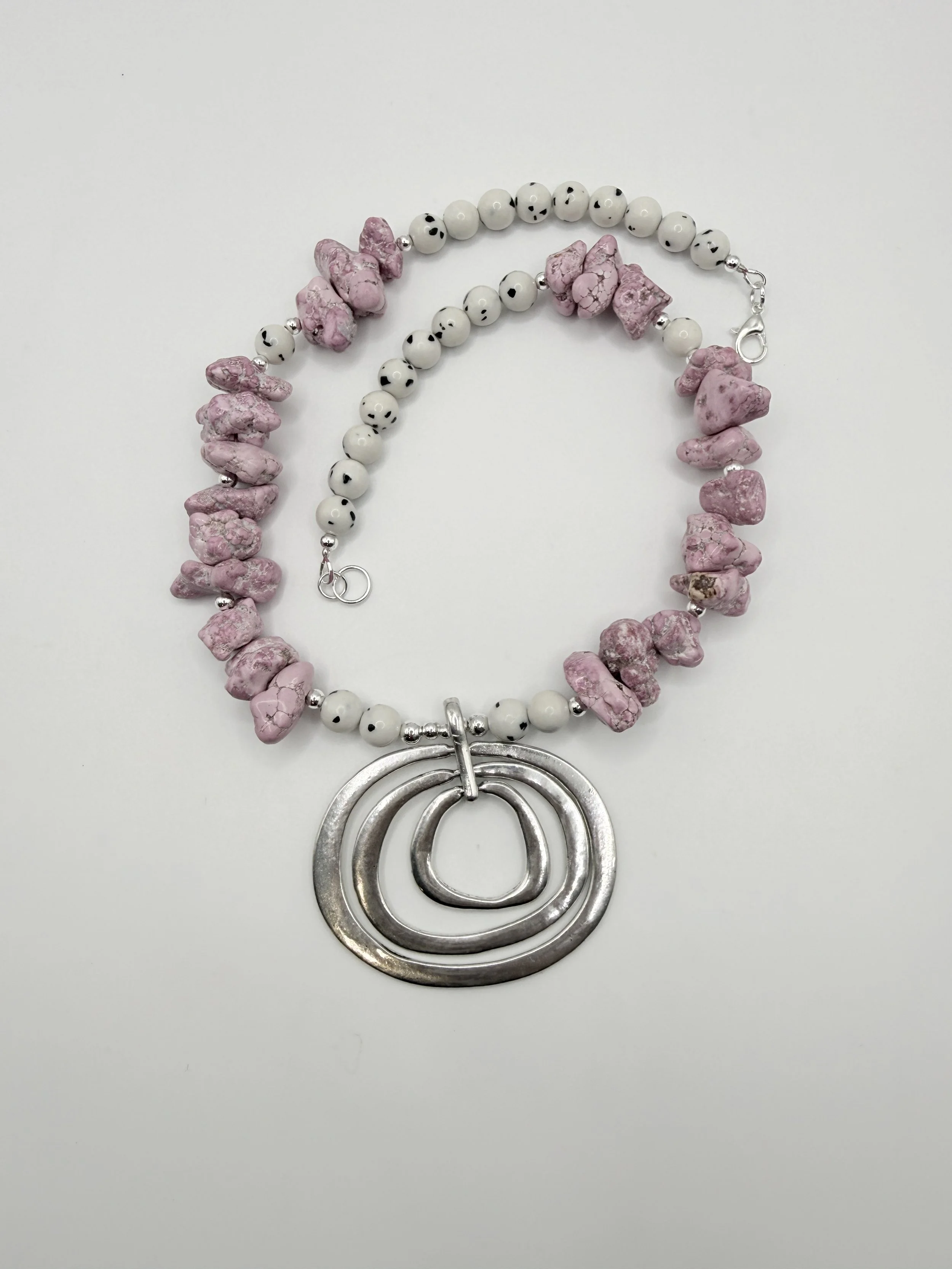 Dalmatian Jasper & Bubble Gum Magnesite Necklace