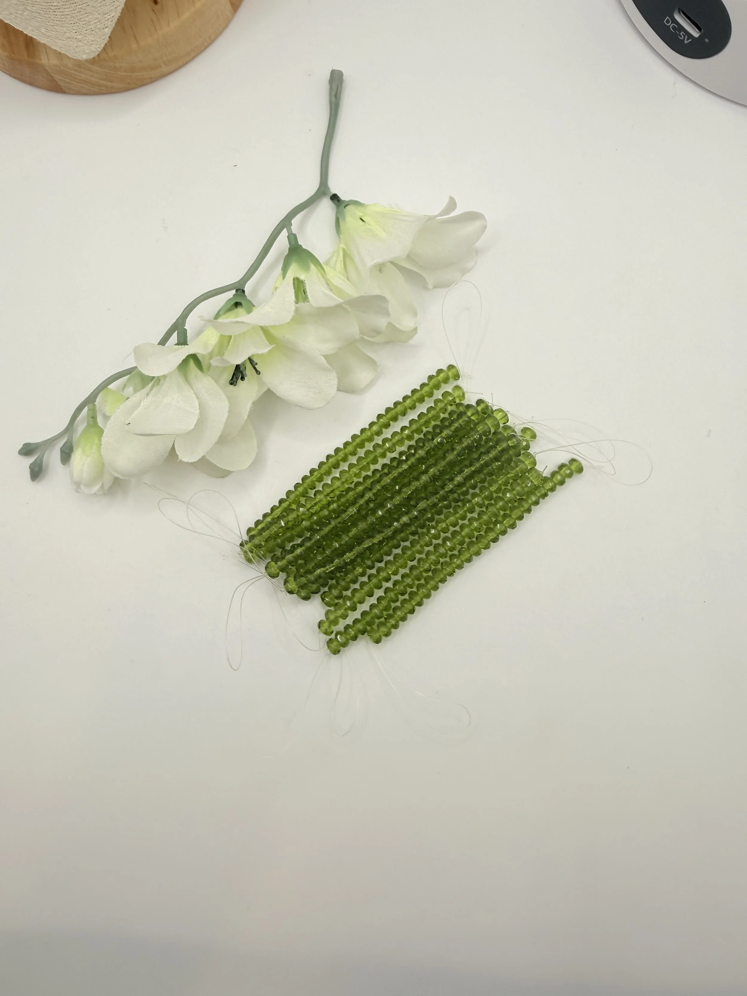 Green Faceted Rondelle Bead Strand - 5x4mm