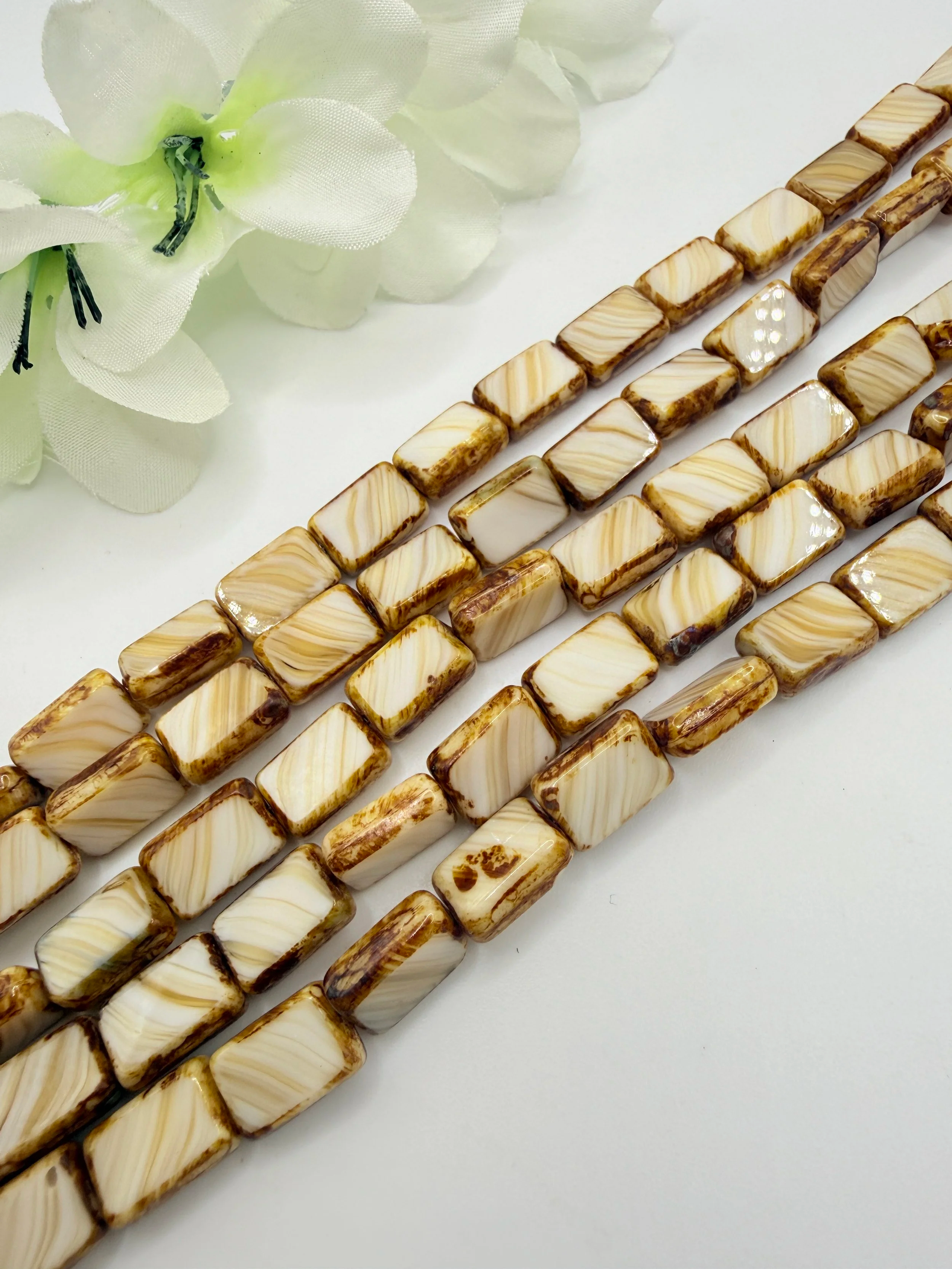 Earth Tones Czech Glass Table Cut Beads | 12x8mm