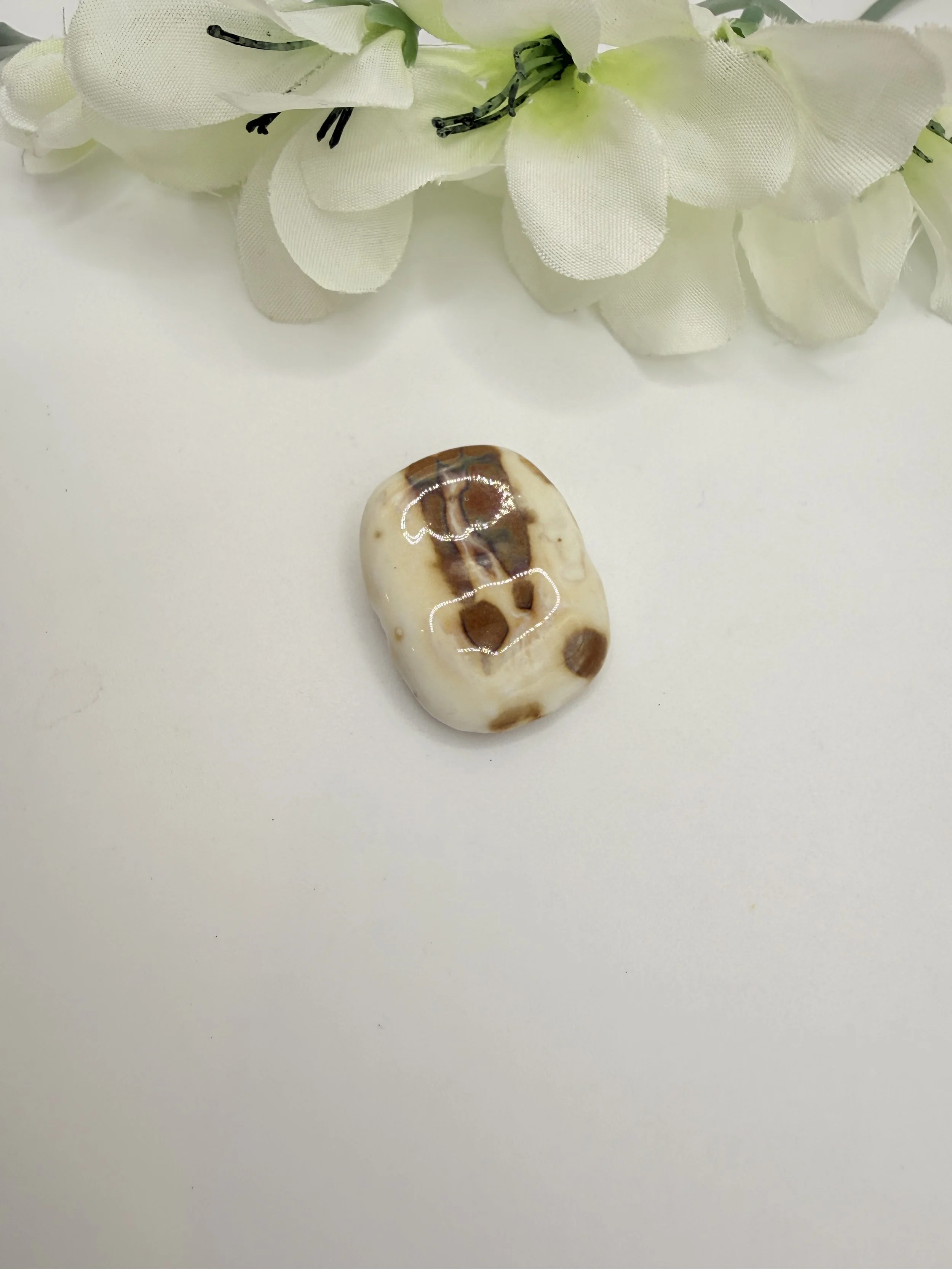 Opaque Beige Abstract Ceramic Bead