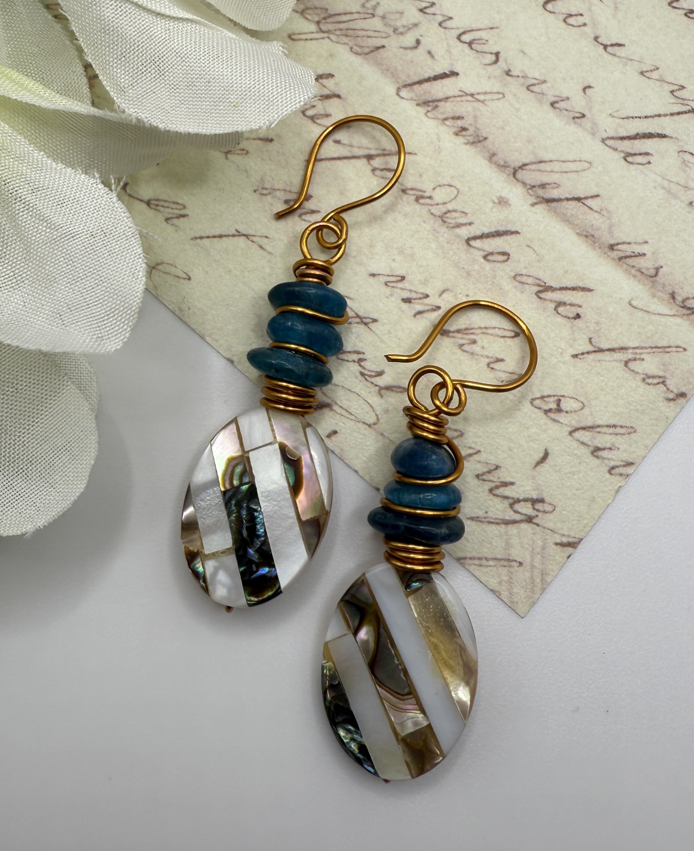 Mireya Mosaic Abalone & Aquamarine Earrings Kit